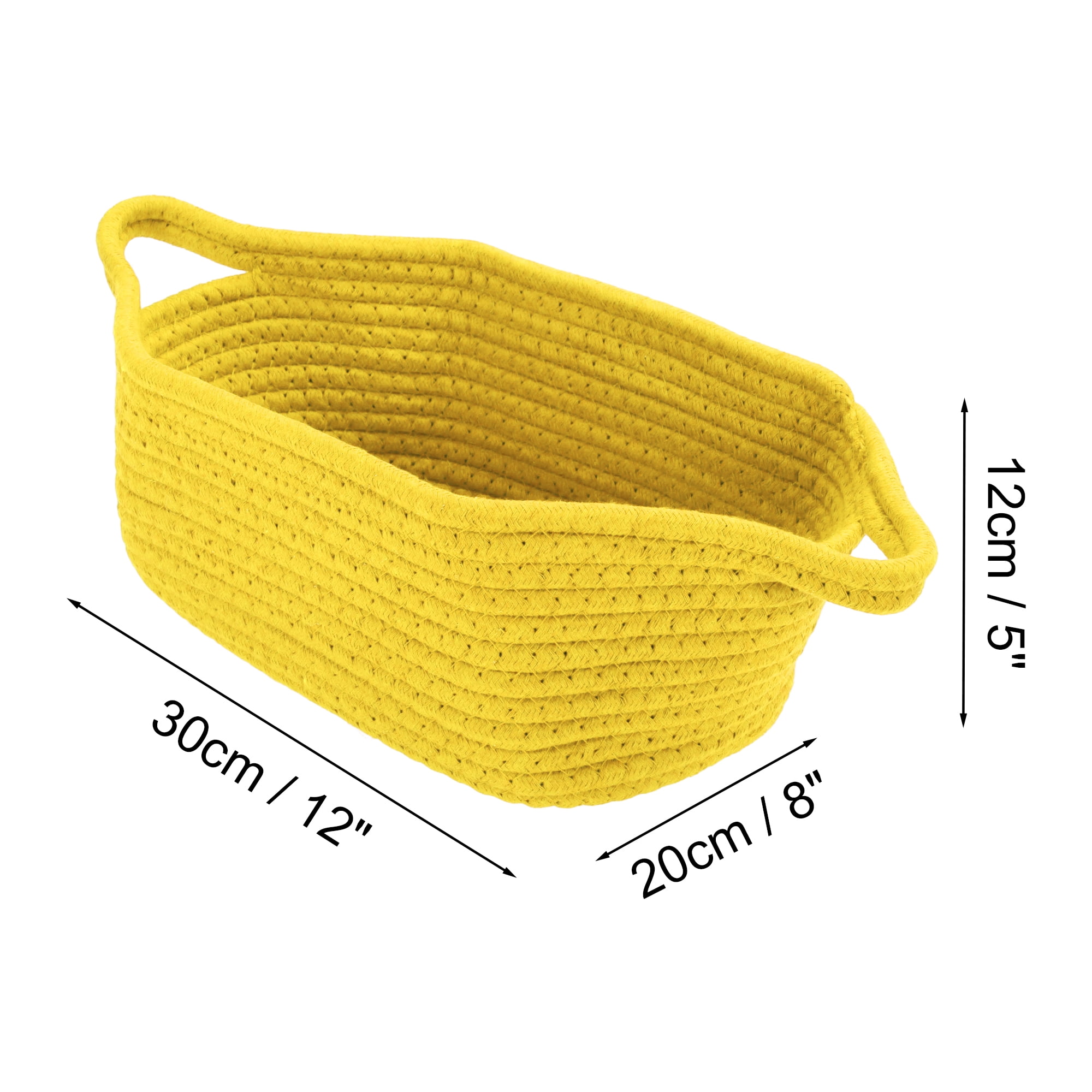 Unique Bargains Woven Empty Gift Decorative Basket with Gift Bag and Ribbon Yellow