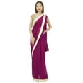 thumbnail image 5 of Atasi Women's Ethnic Solid Plum Sari Casual Georgette Saree With Blouse Piece, 5 of 7
