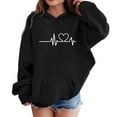 thumbnail image 3 of Hoodies Girls Hearbeat Hoodies Girls Sweatshirts Long Sleeve Pullover Casual Wear Kids Sweatshirts Black 11 Years-12 Years, 3 of 3