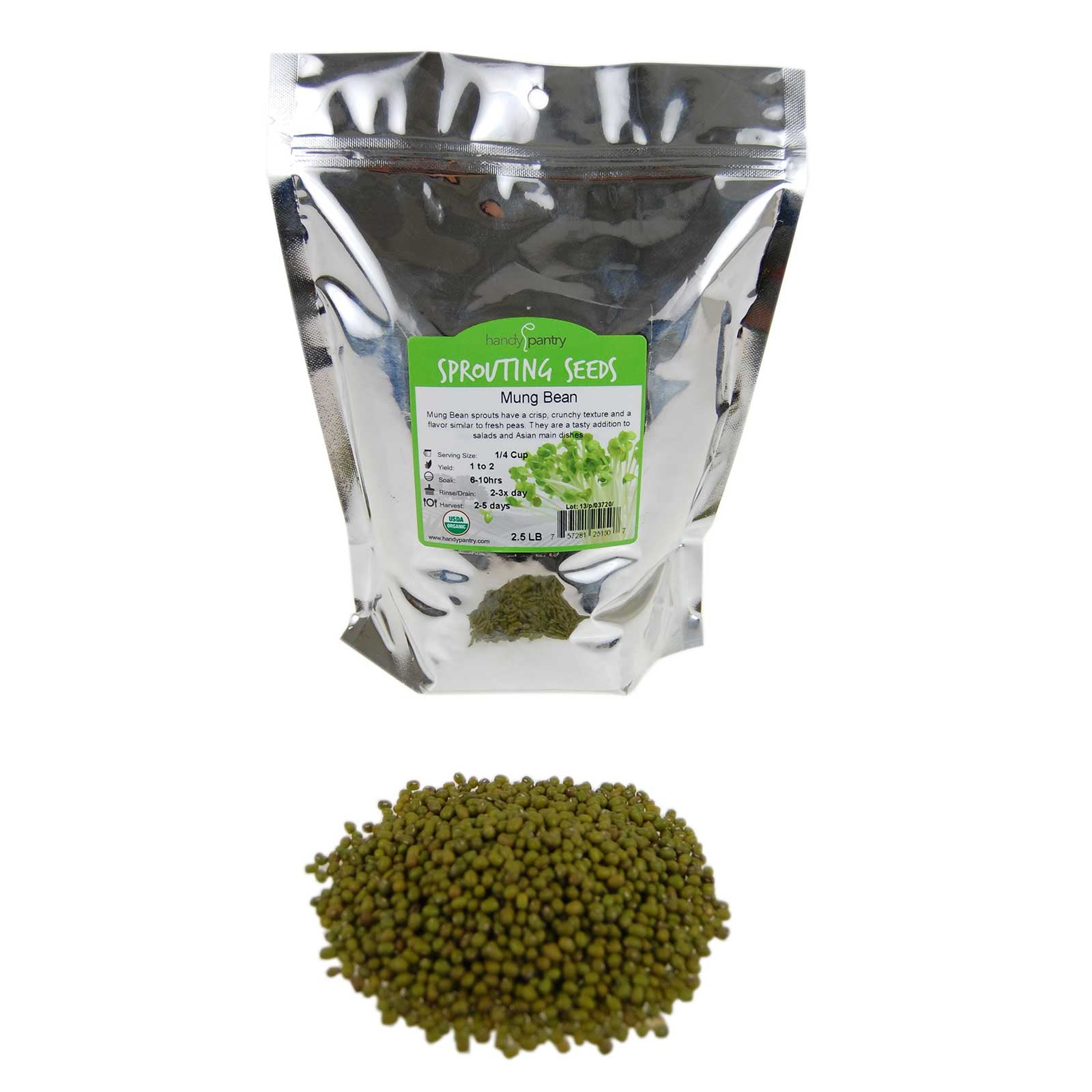 Mung Bean Sprouting Seed Organic 2.5 Lbs Handy Pantry Brand