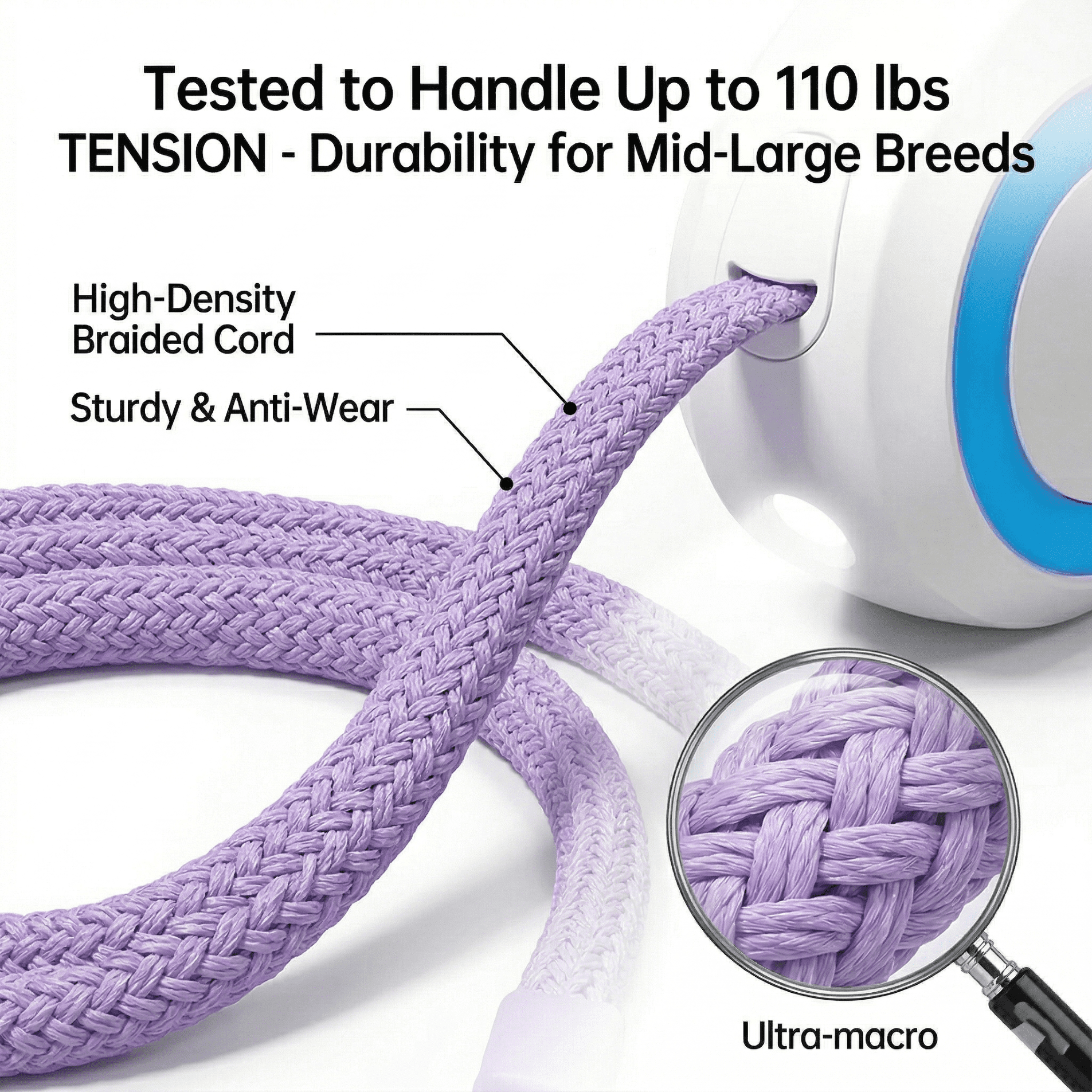 Retractable Dog Leash LED, Durable 5M Rope with LED Safety Light for Night Walks, Illuminated pet leash