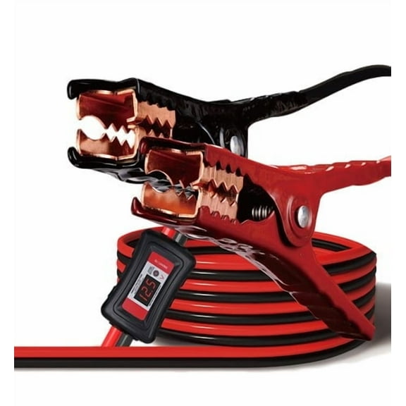 Justin Case Smart 16 Foot 6 Gauge Heavy-Duty Jumper Cables with Integrated Voltage Meter