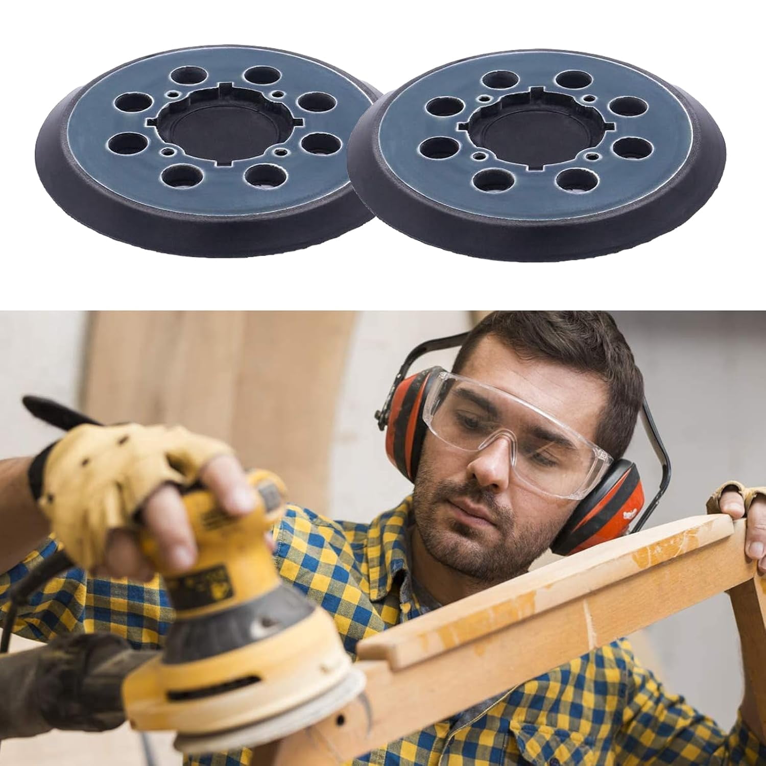 FRKSMD-2 Pack Sander Pad for Dewalt 5" 8 Hole Hook and Loop Orbital Sander Pad Replacement for DeWalt DWE6421 6421K DWE6423 6423K DCW210B Replace Part# DWE64233 & N329079 (4 Screw Holes)