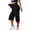 Black, variant on Plus Size Capri Pants for Women Wide Leg Drawstring Yoga Lounge Trousers Casual Elastic Waist Crop Pants with Pocket 1X-5X