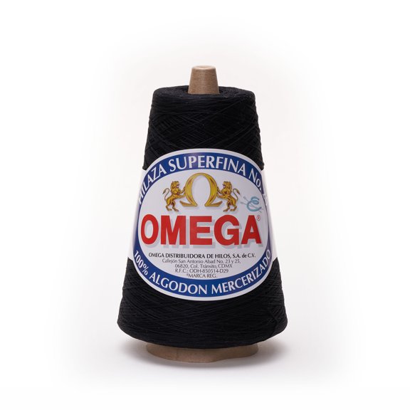 SUPERFINA NO.20 [240grs] by Omega - 100% Mercerized Cotton Yarn ideal for Fine Crochet - Color: 36 - Black 695