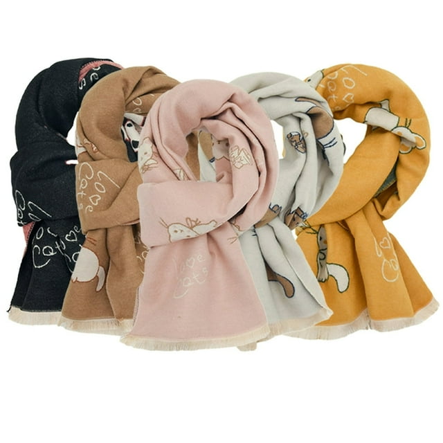 Foulard pour Enfants Filles Garçons Foulard Douce d'Hiver Imprimée Chauffe-Nuque Foulard Classique