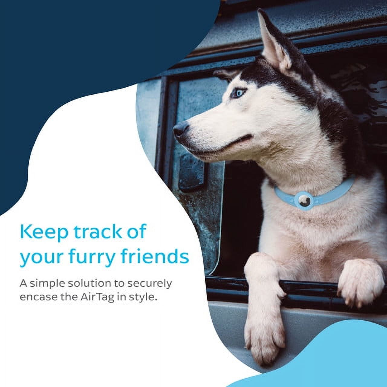 LUXE + LOLI Light Blue Dog Collar with AirTag Holder, Extra Small