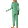 thumbnail image 3 of INSPIRE CHIC Women's Lounge Set Sweatshirt with Jogger Long Sleeve Round Neck Knit Pajama Tracksuit M Light Green, 3 of 5