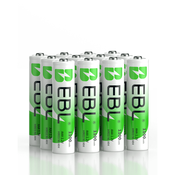 EBL 12 Counts Rechargeable AAA Batteries Home Basic 1100mAh Battery 1.2V Universal Compatible with Household and Office Electronics