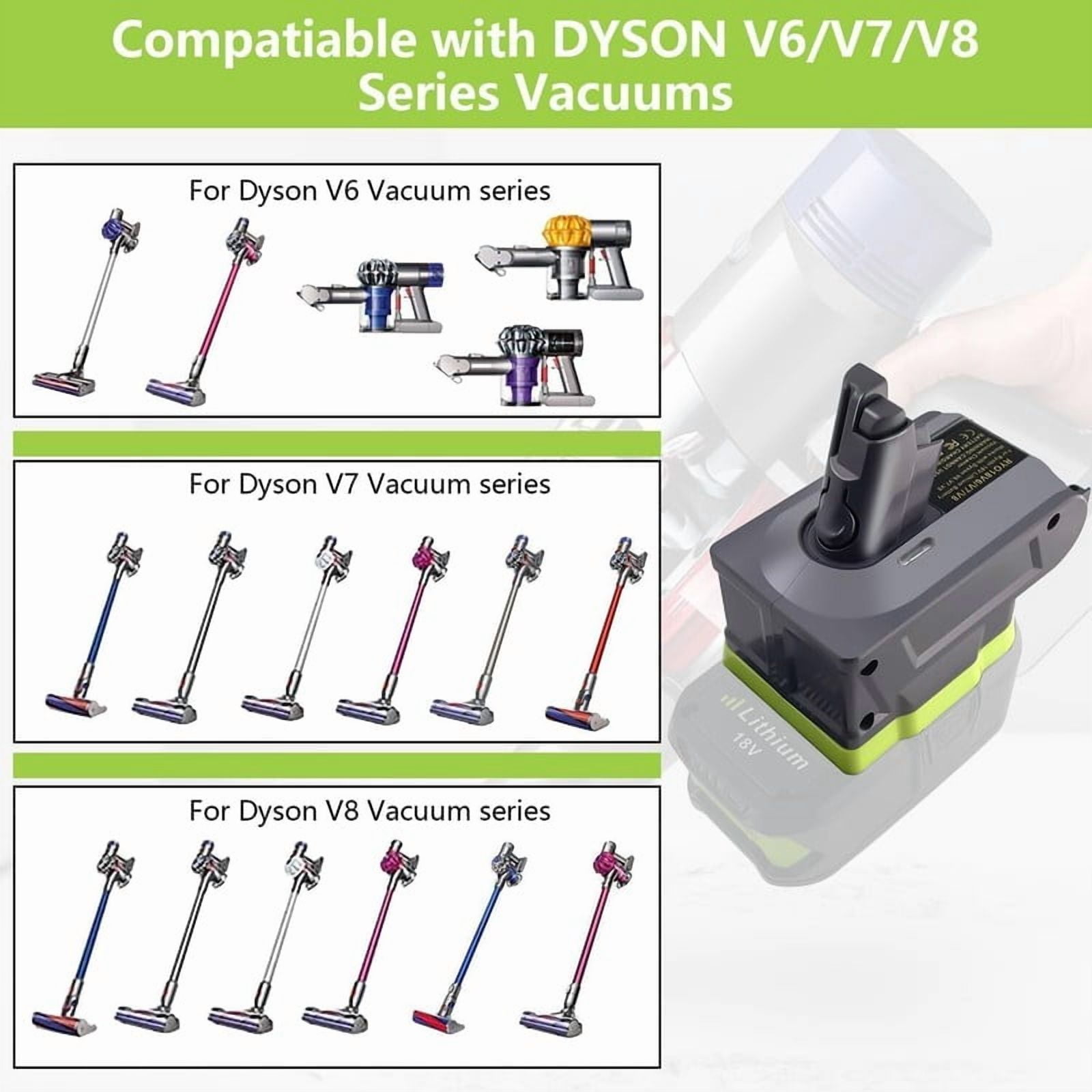 3-in-1 V6/V7/V8 Adapter for Ryobi 18V ONE+ Battery Convert to for Dyson V6/V7/V8
