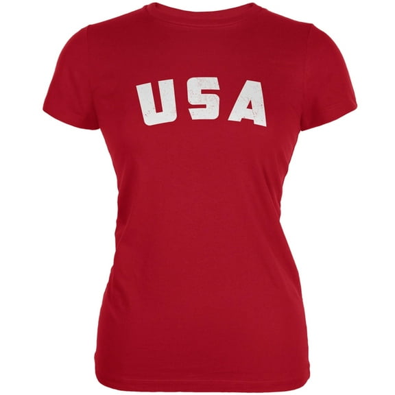 4th Of July Distressed USA Red Juniors Soft T-Shirt - 2X-Large