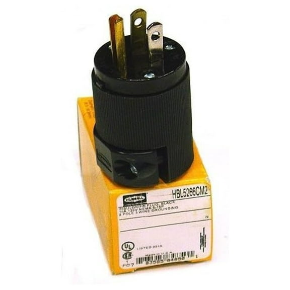 Insulgrip Heavy Duty 5-15P Edison, Male Plug, Black (HBL5266CM2)