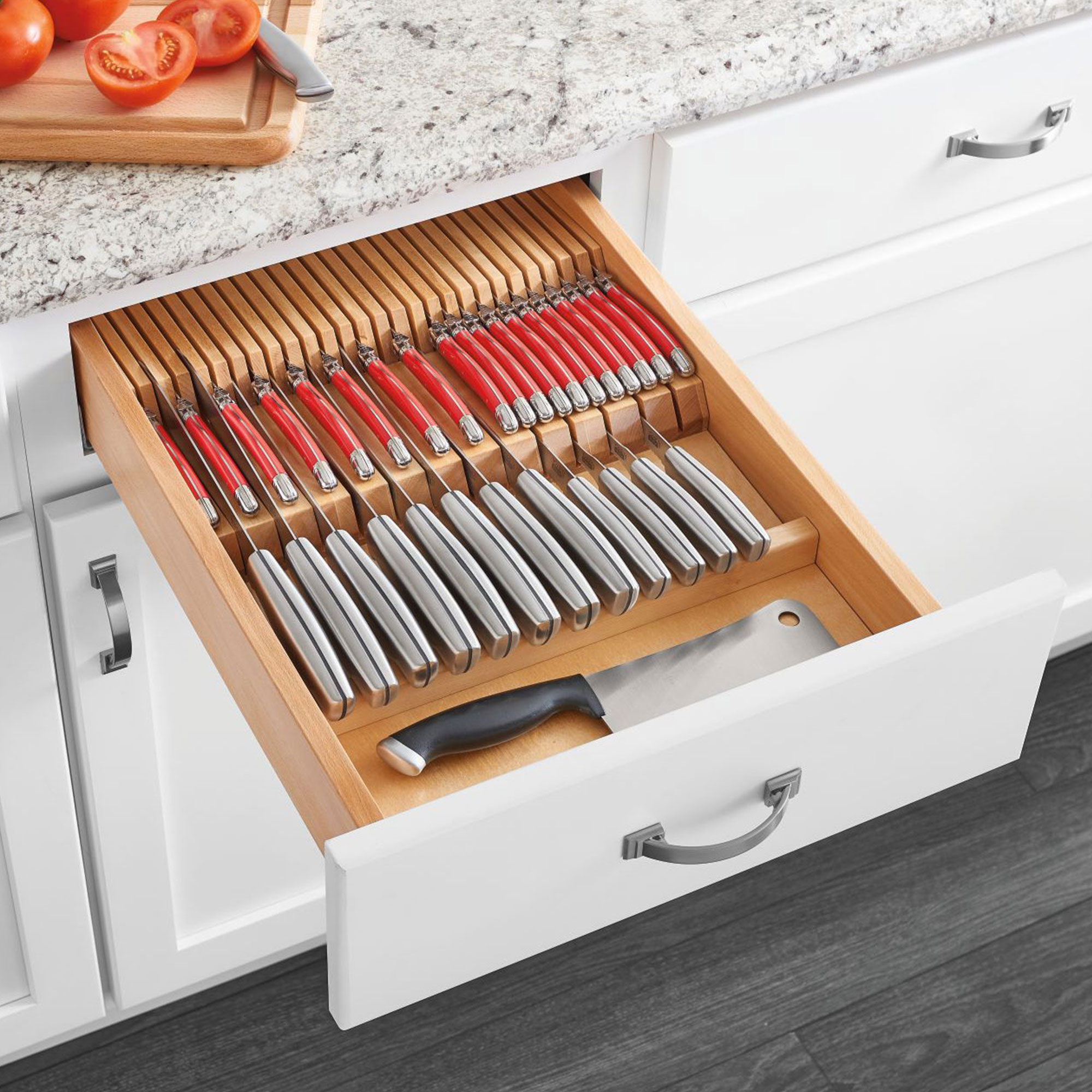 Rev-A-Shelf 4WDKB-1 Dual Row Trimmable Knife Block Drawer Organizer Insert