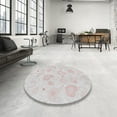 thumbnail image 3 of Ahgly Company Indoor Round Patterned Pearl White Beige Novelty Area Rugs, 3' Round, 3 of 6