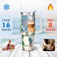 thumbnail image 4 of 40oz Watercolor Cactus Succulents Stainless Steel Flip Straw Tumbler Spill Proof Travel Cup Double Wall Vacuum Insulated Coffee Mug with Top Handle, 4 of 6