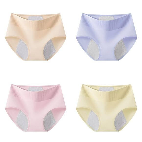 Calzones Mujer Algodon Bragas Menstruales Para Mujer, De 4 Capas, A Prueba De Fugas, Color Negro, Con Flujo Ligero, Para Niñas (4 Unidades)
