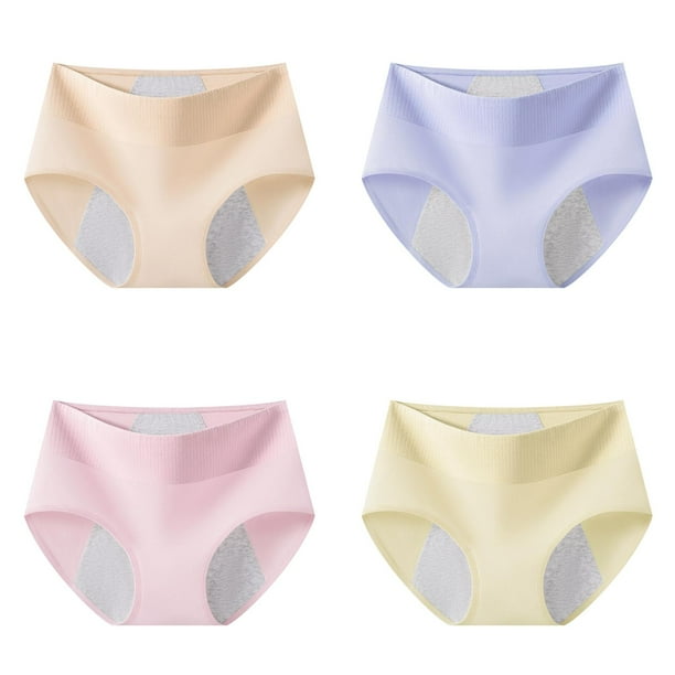 Calzones Mujer Algodon Bragas Menstruales Para Mujer, De 4 Capas, A Prueba De Fugas, Color Negro, Con Flujo Ligero, Para Niñas (4 Unidades)