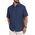 thumbnail image 4 of INSPIRE CHIC Men's Texture Short Sleeve Button Down Solid Casual Knitted Shirt M Dark Blue, 4 of 5