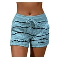 thumbnail image 2 of IDALL Shorts for Women Running Shorts Women's Casual Bandage Shorts With Pockets Loose Print Short Pants Womens Shorts Casual Summer Shorts Blue XL, 2 of 6