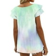 thumbnail image 4 of mfyjkho Tops Para Salir Para Mujer, Camisa Informal De Primavera Y Verano Para Mujer, Con Mangas Plisadas Y Estampado De Hojas, Sin Posicionamiento, De Manga Corta Y Cuello En V S, 4 of 5
