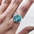 thumbnail image 5 of Blue Copper Turquoise Mans Ring, Natural Copper Turquoise Ring, Silver Jewelry, 925 Silver Ring, Birthday Gift, Heavy Mens Ring, Arabic Design, Ottoman Style Ring, Christmas, Simple Mens Signet Ring, 5 of 7