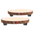 thumbnail image 5 of Raindrops Set of 2 Brown Wooden Plant Stands, Round Pedestal Shelves for Indoor and Outdoor Decorative Display, 5 of 8