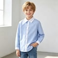 thumbnail image 6 of WUANDIXFA Kids Button Down Shirt 2-18 Years Girls White Blouse Ruffle Long Sleeve Button Down Shirts Princess Cotton Loose Soft Tops,Sky Blue,7-8 Years, 6 of 8