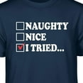 thumbnail image 2 of Teelocity Naughty Nice I Tried Graphic T-Shirt (Small - Standard Fit, Navy Red Check), 2 of 4