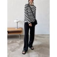 thumbnail image 5 of Womens Striped Soft Knit Pullover Sweater Loose Fit Shirts Black S, 5 of 9
