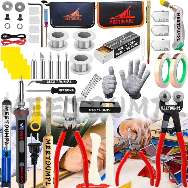 Kit de vitrales MEETDUMPL con soldador de 100 W y herramientas