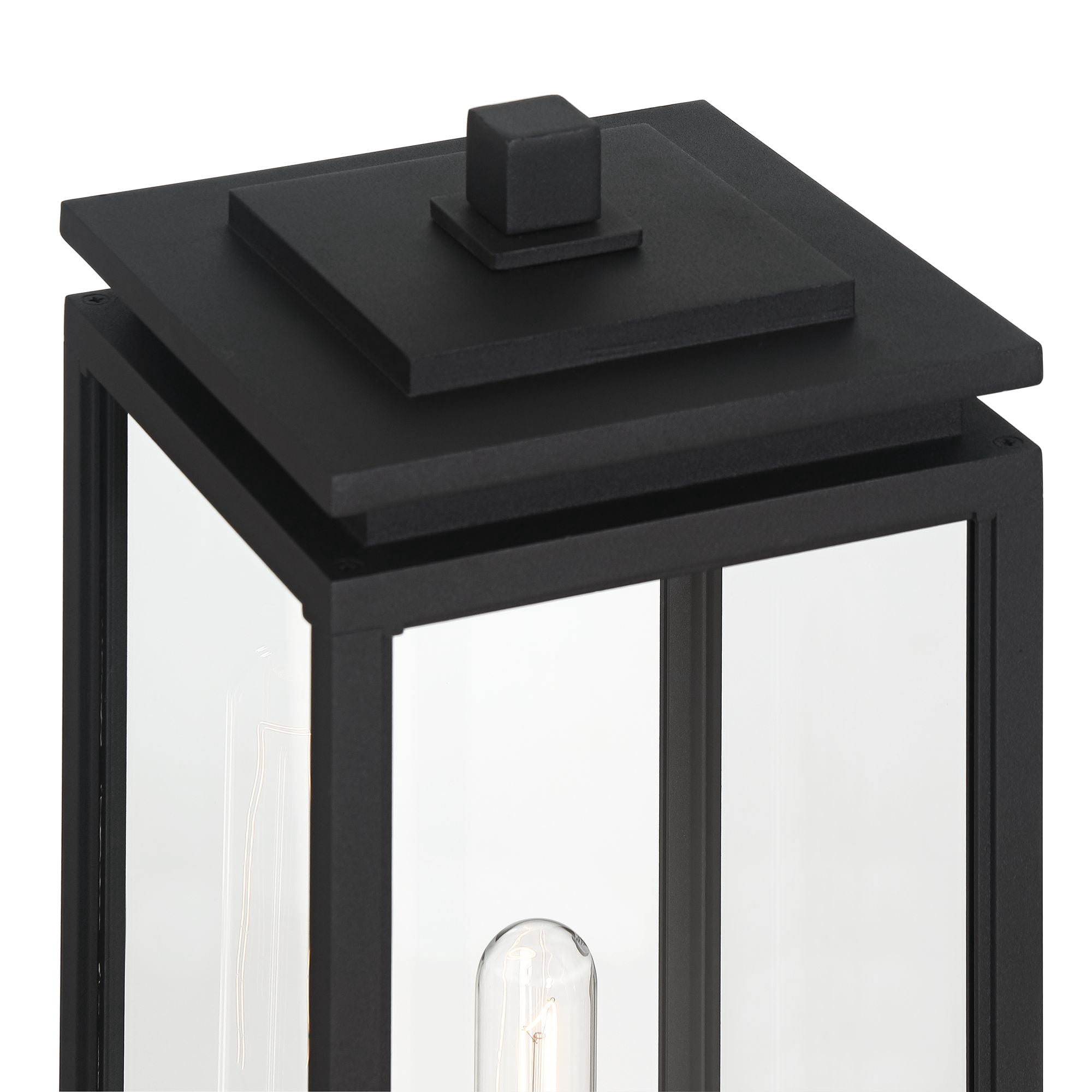 Possini Euro Design Atkins 23 1/4" High Modern Outdoor Post Light Fixture Pole Porch Edison Bulb Matte Black Die Cast Metal