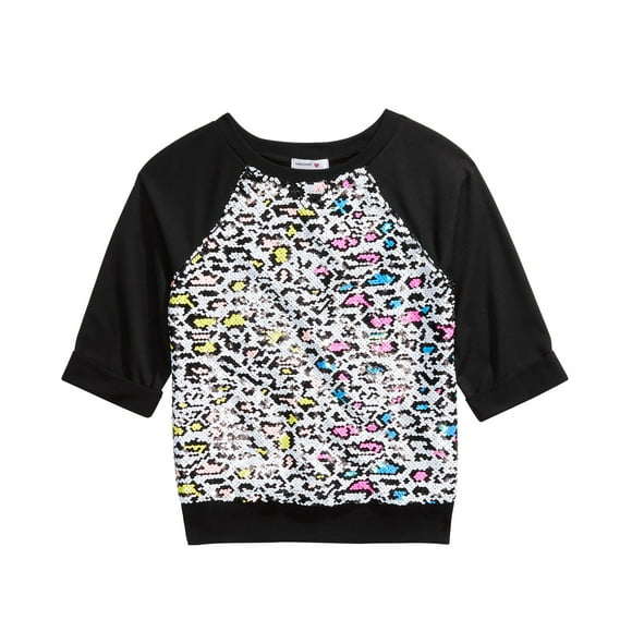 Beautees Big Girls Flip Sequins Top (Black, S)