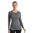 thumbnail image 2 of YUSHOW Womens Compression Shirts Long Sleeve Workout Top Sports Baselayer 3 Pack,Black+Gray+White,S, 2 of 8
