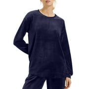 Hanro Womens Long Sleeve Velour Sleep Shirt