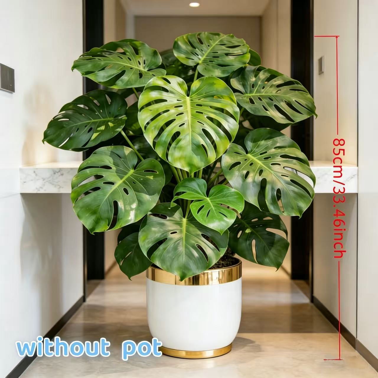 24.01 Inch Artificial Monstera Tree 2 Pack - Faux Split Leaf Philodendron Fake Plant, UV Resistant, No Pot Included, for Home Office Living Room Indoor Outdoor Decor