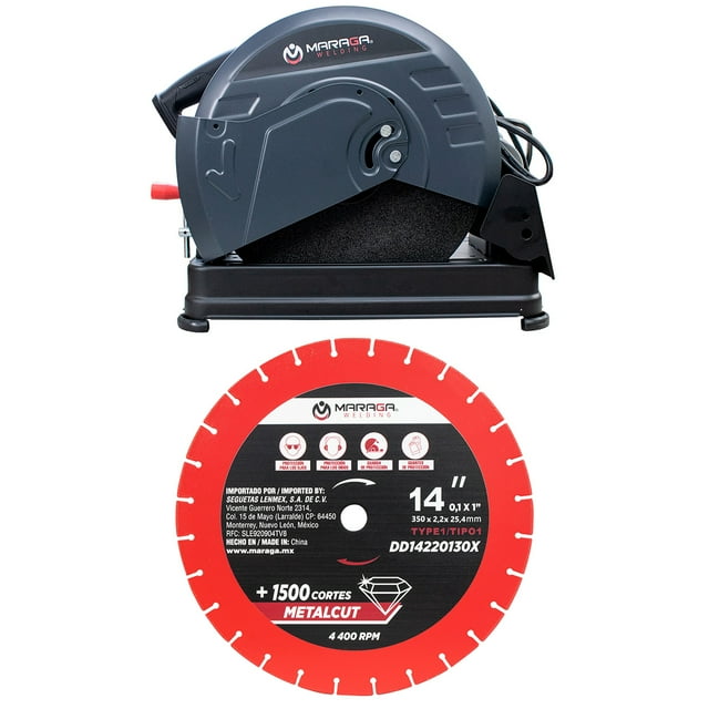 MARAGA Cortadora de Metales 2,400W + Disco de Diamante 14” para Corte de Precisión Industrial (Kit)