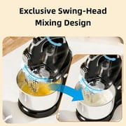 Stand Mixer Automatic Electric Kitchen Mixer - 4.8 QT Smart Standing & Hand Mixer with Auto-Rotating Bowl & Beater, 5-Speed Tilt-Head Household Mixer with Beaters& Dough Hooks for Baking,Black/White