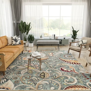 Capri Transitional 9' x 12.6' Seafoam and Beige Polypropylene Indoor Area Rug