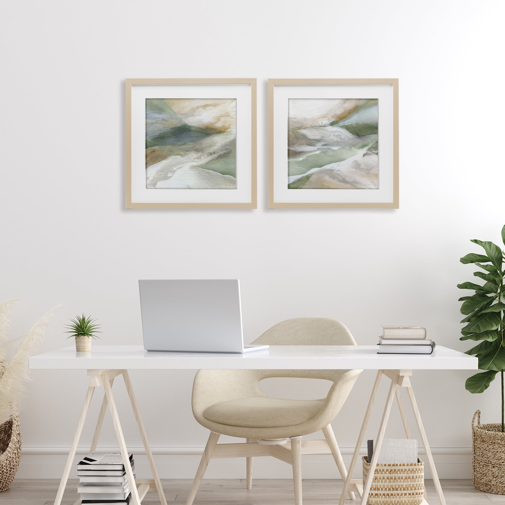 Stupell Industries Serene Misty Valley Abstraction 2 Piece Birch Framed Print Under Glass Set, design by Carol Robinson