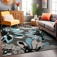 thumbnail image 5 of World Rug Gallery Contemporary Modern Flowers Area Rug - Blue 3'3" x 5', 5 of 6