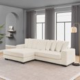 thumbnail image 4 of CKEASEAN 111''W 3-Seater Corduroy Modular Sectional Sofa with Ottoman, Modern L-Shaped Convertible Cloud Couch with 8 Pillows, Tufted Upholstered Sleeper Sofa for Living Room, Apartment, 4 of 10