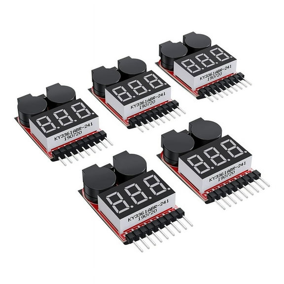 5PCS 2 In1 1-8S Lipo Battery Voltage Tester, RC Low Voltage Buzzer Alarm, Battery Monitor Checker Tester for Lipo/Li-Ion