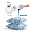 thumbnail image 6 of Outdoor Pillows Waterproof, Blue Monstera Deliciosa Throw Pillows with Inserts Included, Summer Botanical Tropical Indoor Outdoor Decorative Lumbar Pillow for Bed/Couch/Patio 16"x16", 2Pcs, 6 of 8