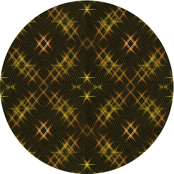 Ahgly Company Indoor Square Patterned Night Black Area Rugs, 3' Square