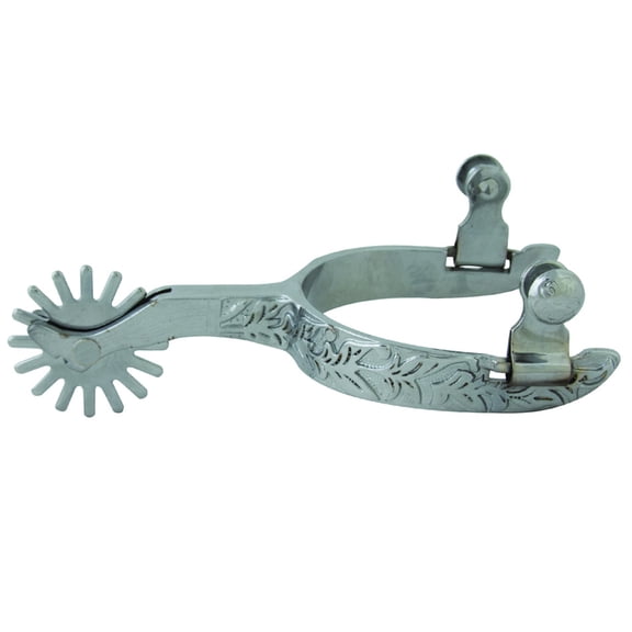 Hilason Western Horse Riding Men Boot Embossed Trim Gorgeous Design Stainless Steel Solid Brass Rowel Spur