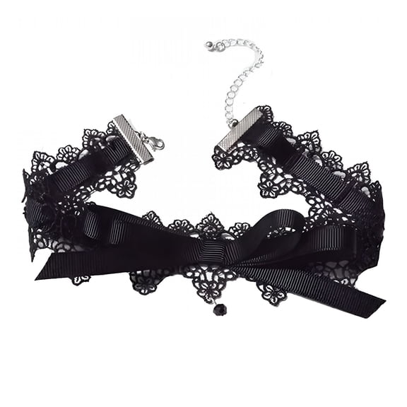 DESIGNICE Black Lace Ribbon Collar Necklace Vintage Bow-Knot Choker Necklace Gothic Jewelry Women Clavicle Chain Necklace