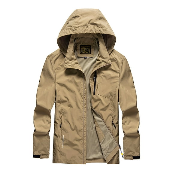 Ikevan Men'S Four Seasons Jacket Outdoor Mountaineering Solid Color Jacket Khaki 6(M)