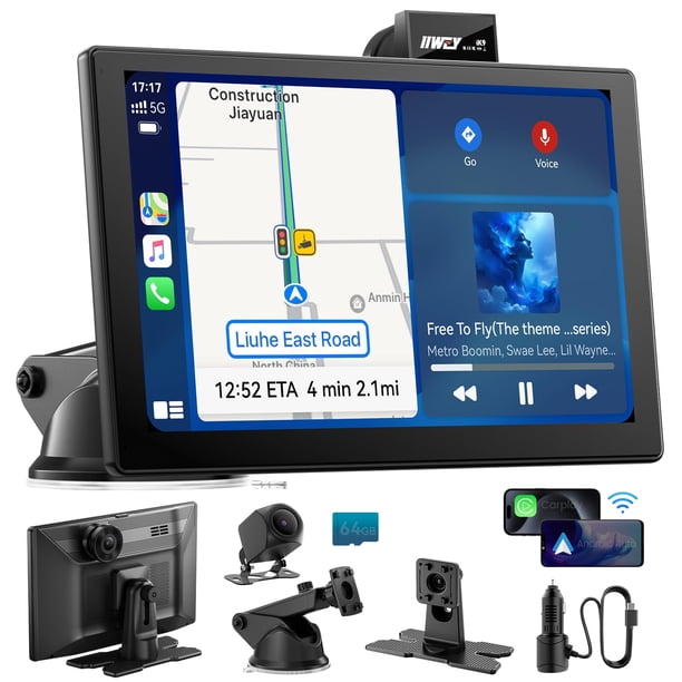 Estéreo para auto IIWEY iK9 de 9" con CarPlay inalámbrico, Android Auto y cámara 4K
