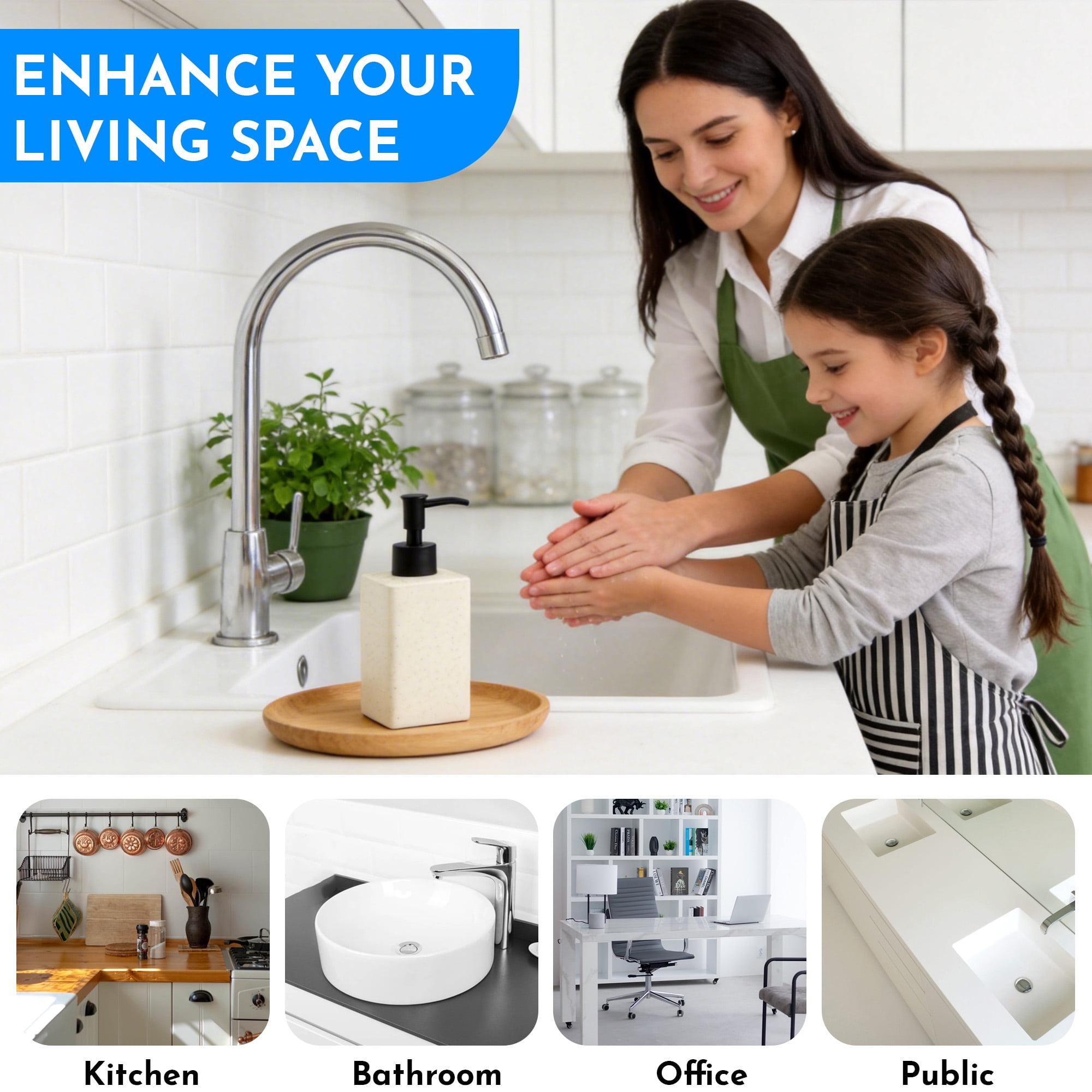 Soap Dispenser for Bathroom Kitchen, Ceramic Hand Soap Dispenser with Stainless Steel Pump, 11 oz/330ml Refillable Dish Dispensers for Hand soap, Lotion, Body Wash
