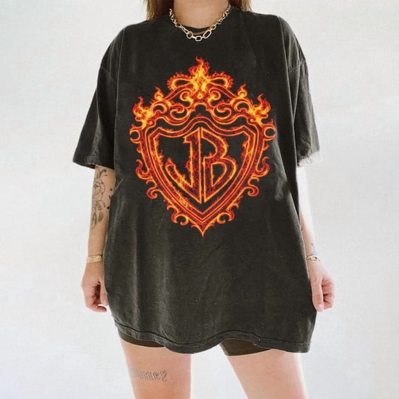 Burning Up Shirt, Jonas Music Tour Shirt, JB Fire Crest Shirt